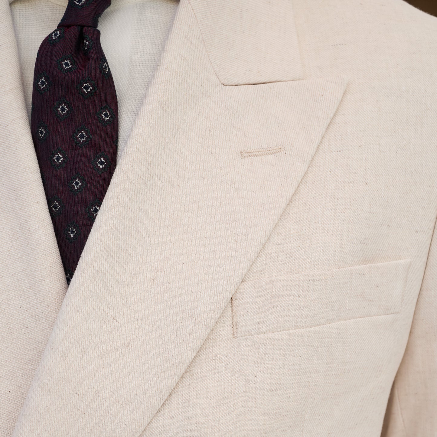 Beige double-breasted hemp and organic cotton jacket