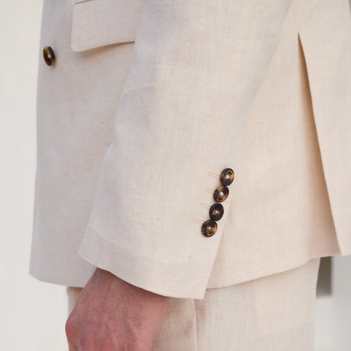 Beige double-breasted hemp and organic cotton jacket