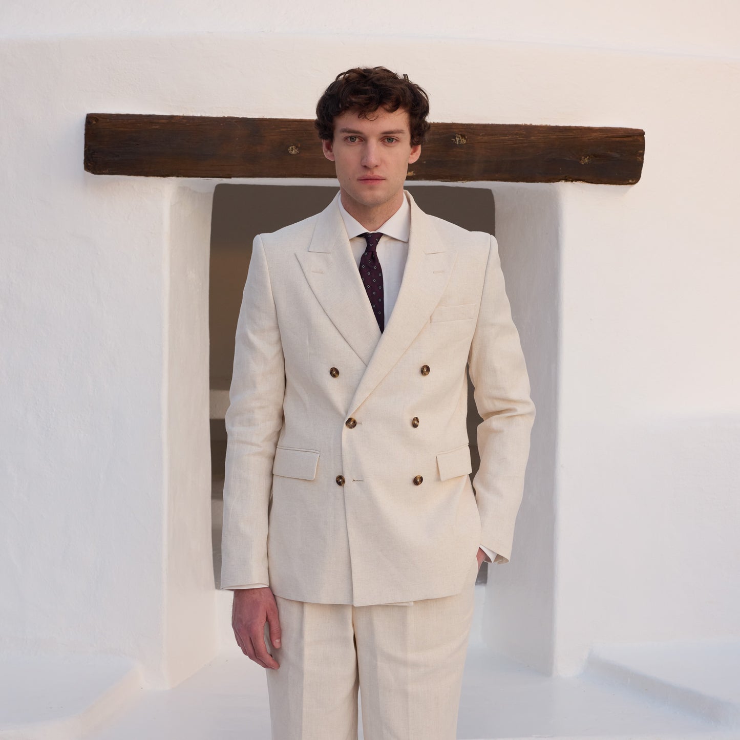 Beige hemp and organic cotton trousers