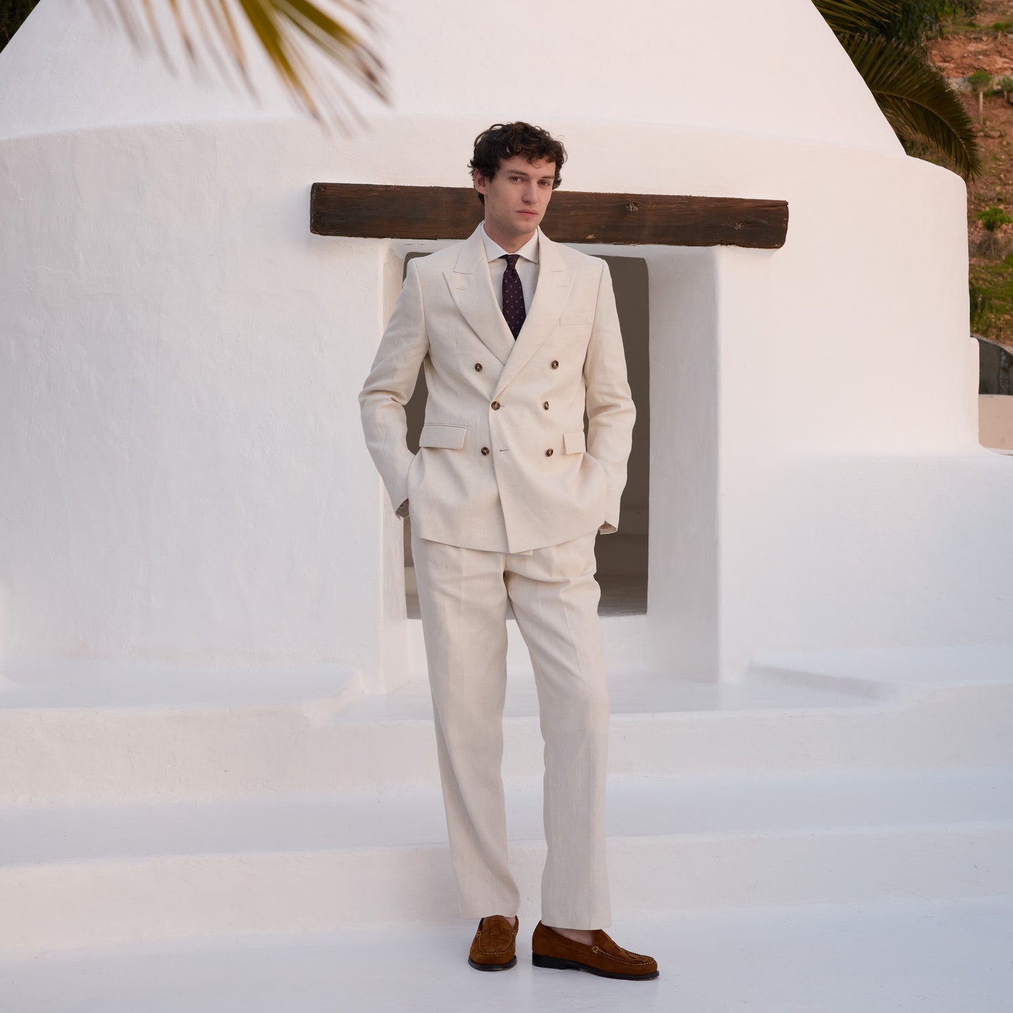 Beige hemp and organic cotton trousers