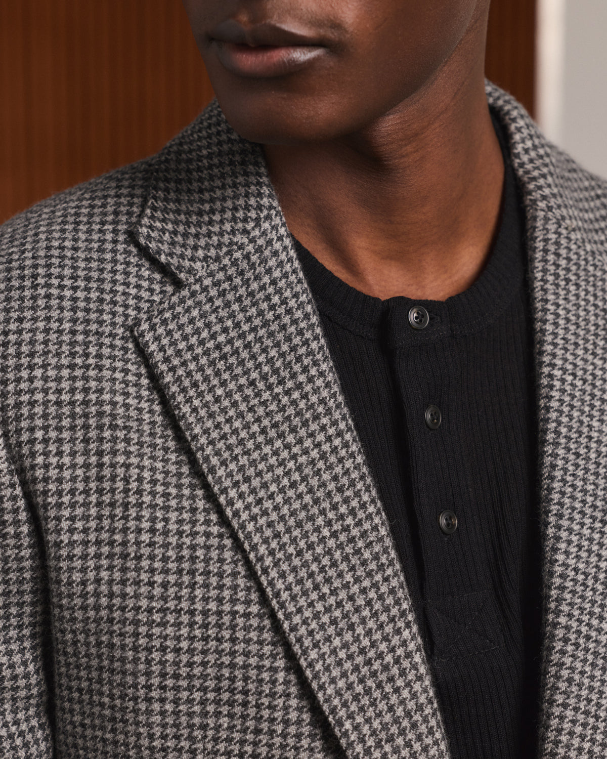 Grey houndstooth wool jacket