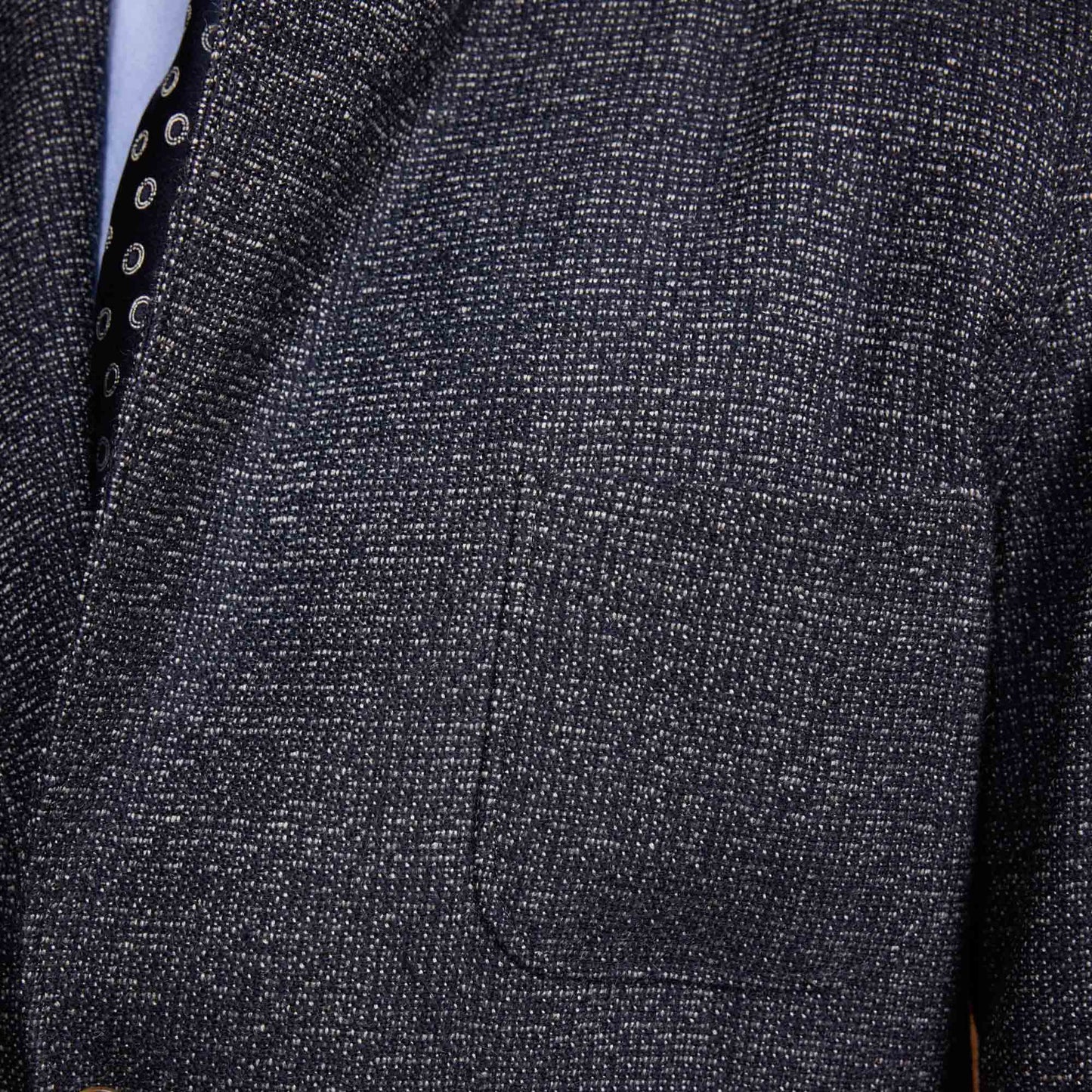 Unstructured tailored jacket in mottled navy wool
