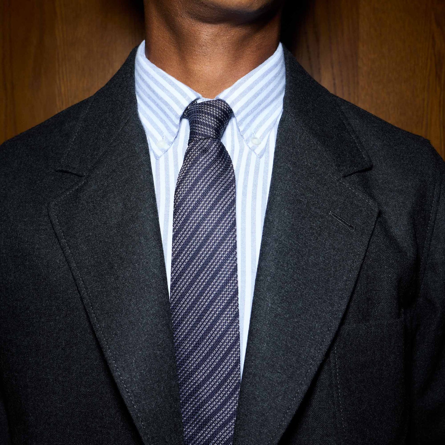 Veste tailleur déstructurée en flanelle de laine grise