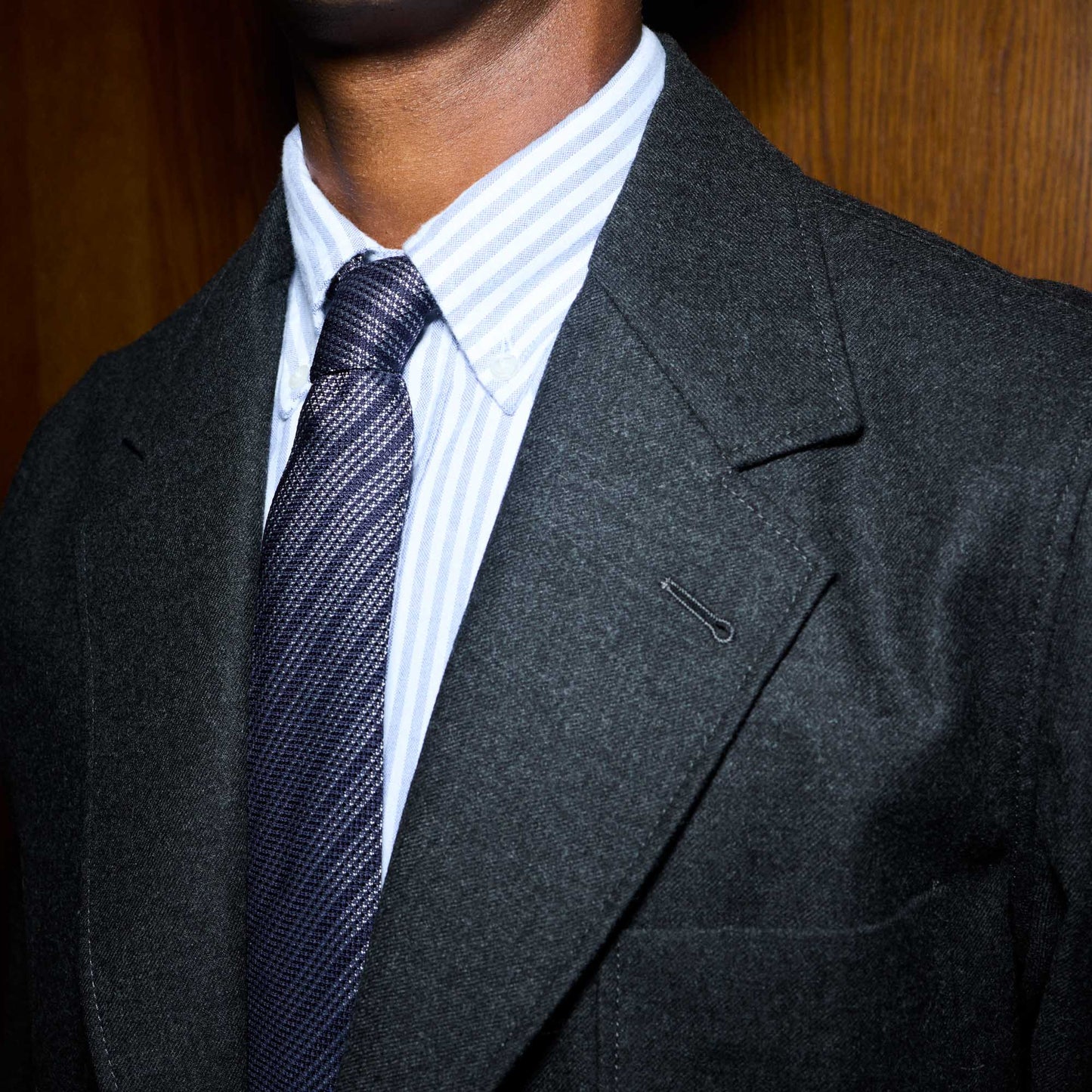 Veste tailleur déstructurée en flanelle de laine grise