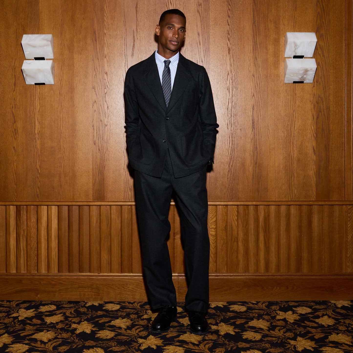 Veste tailleur déstructurée en flanelle de laine grise