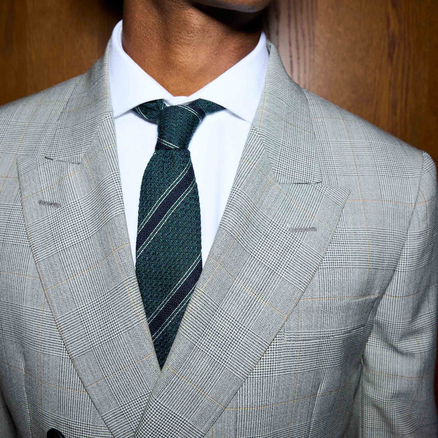 Veste croisée en laine Prince de Galles grise