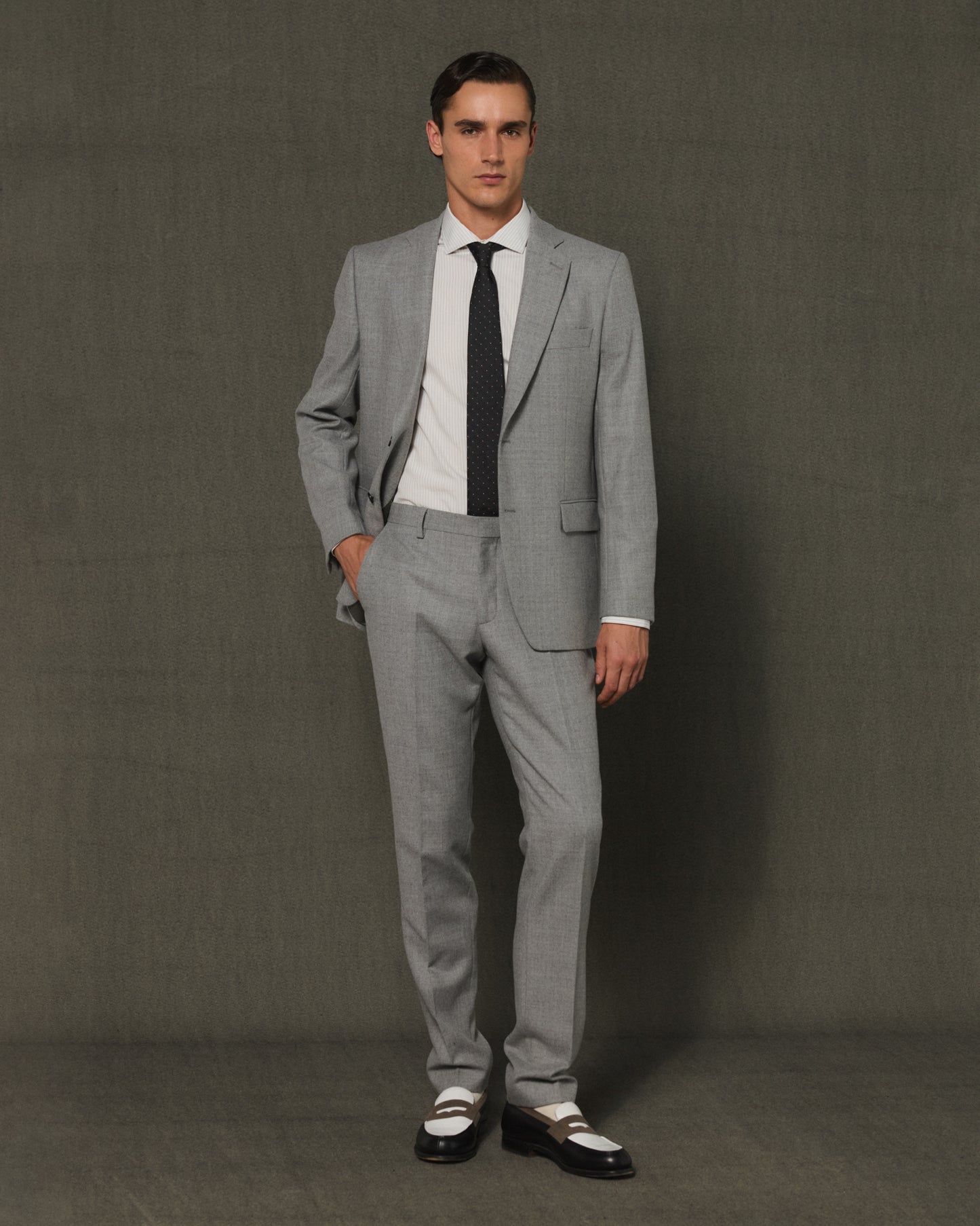 Gray wool flannel jacket