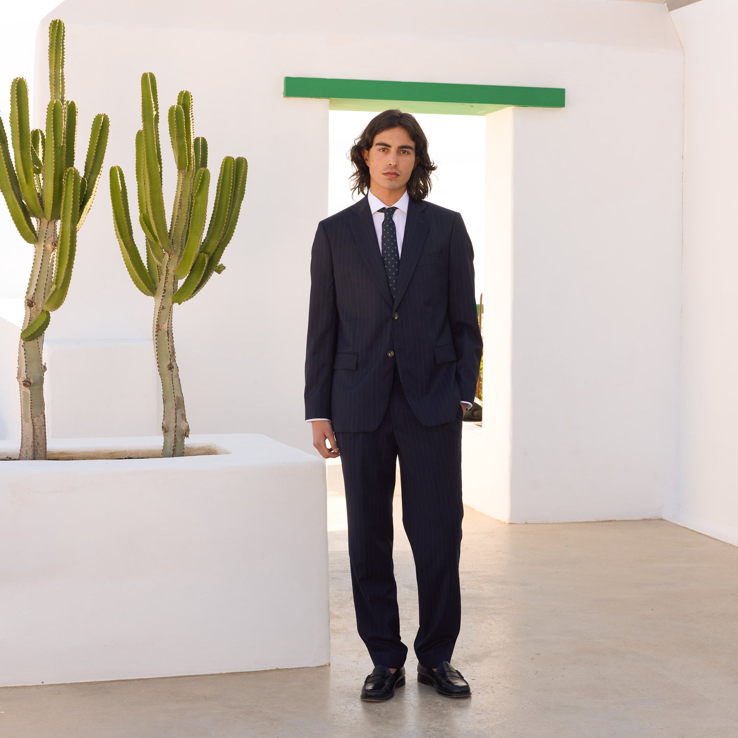 Veste en laine marine à rayures