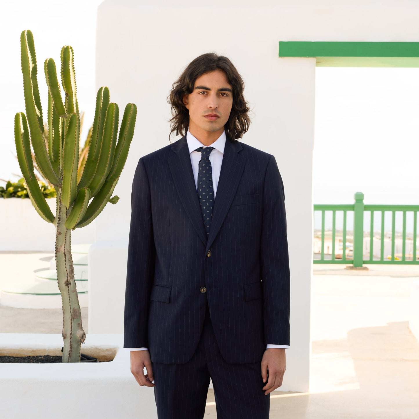 Veste en laine marine à rayures