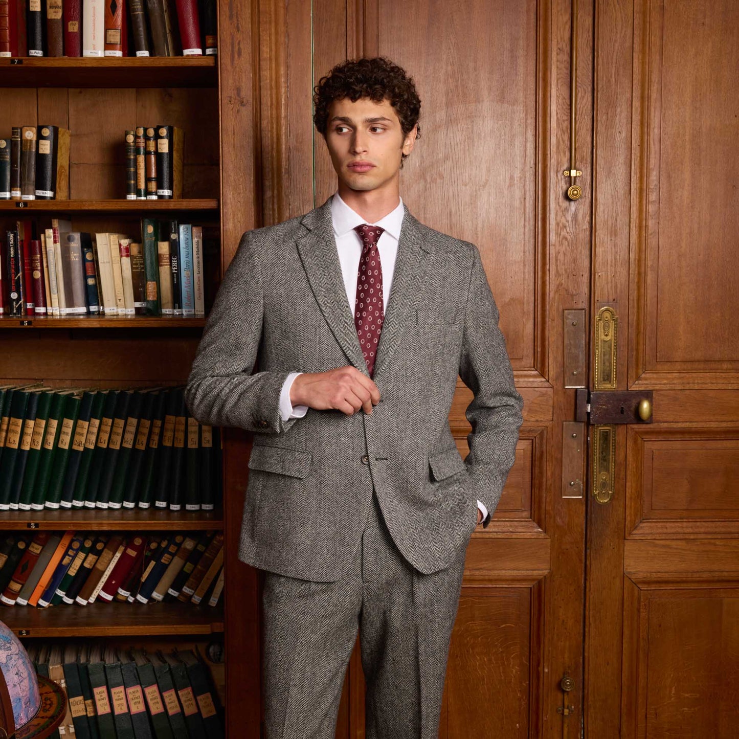 Grey herringbone wool jacket