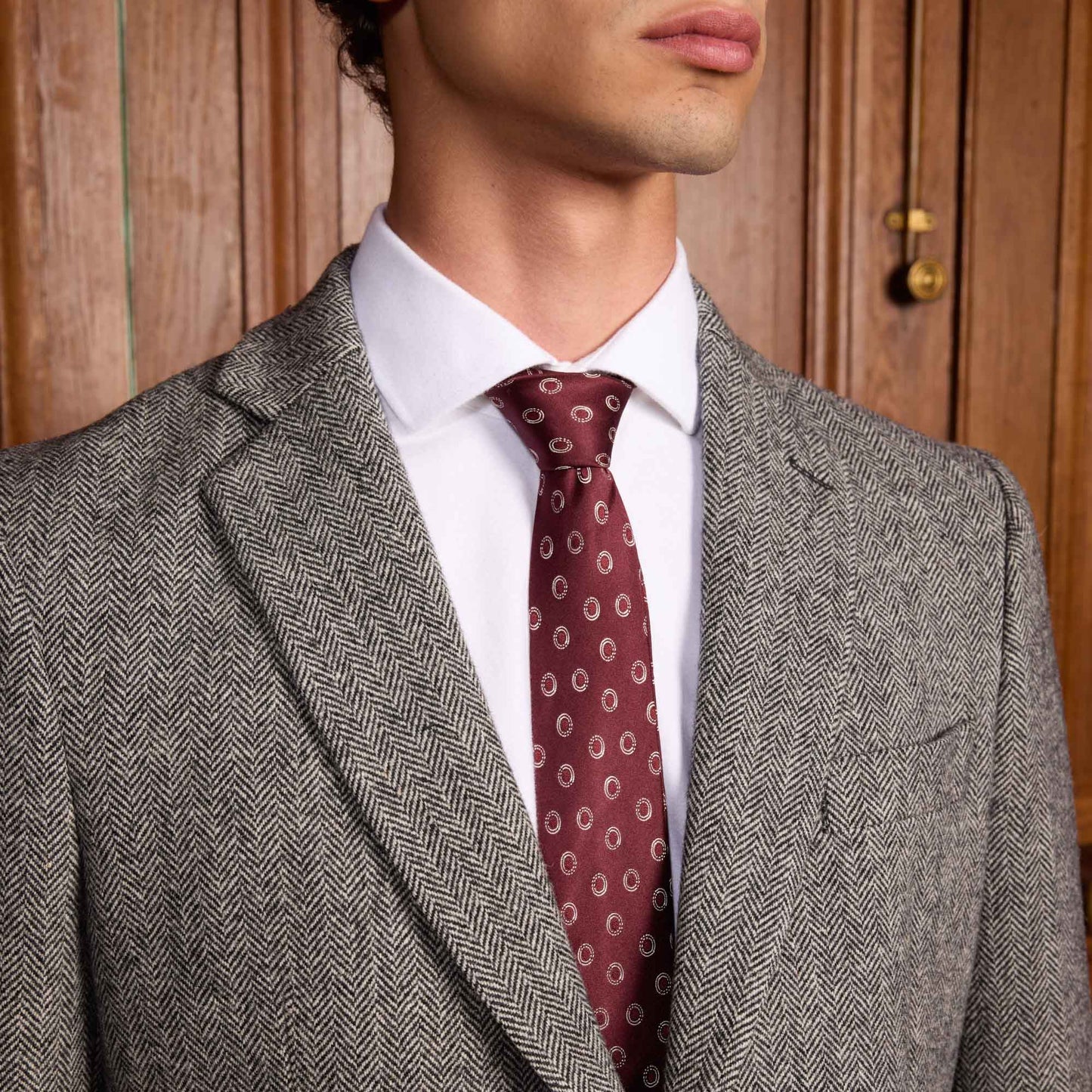 Grey herringbone wool jacket