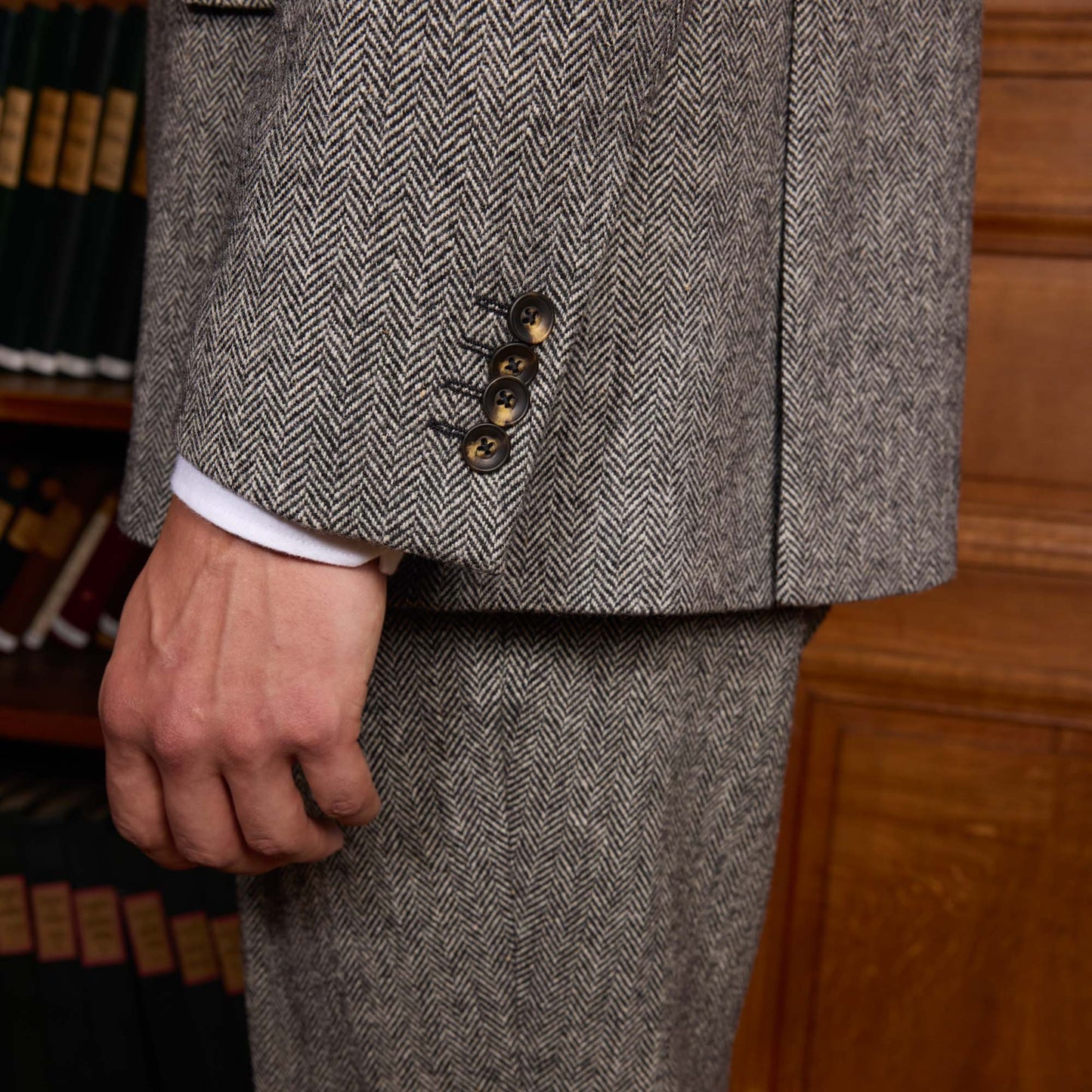 Grey herringbone wool jacket