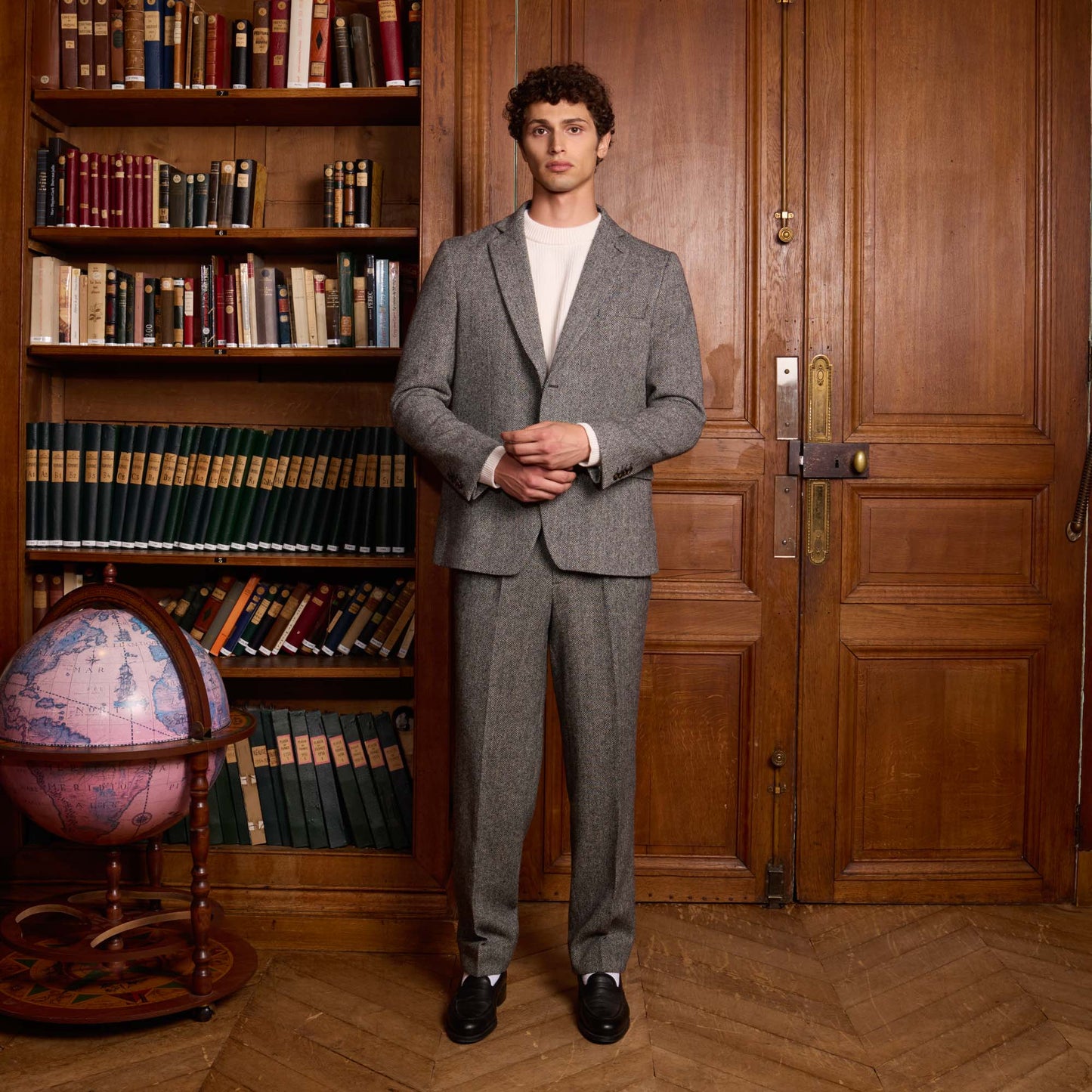 Grey herringbone wool jacket