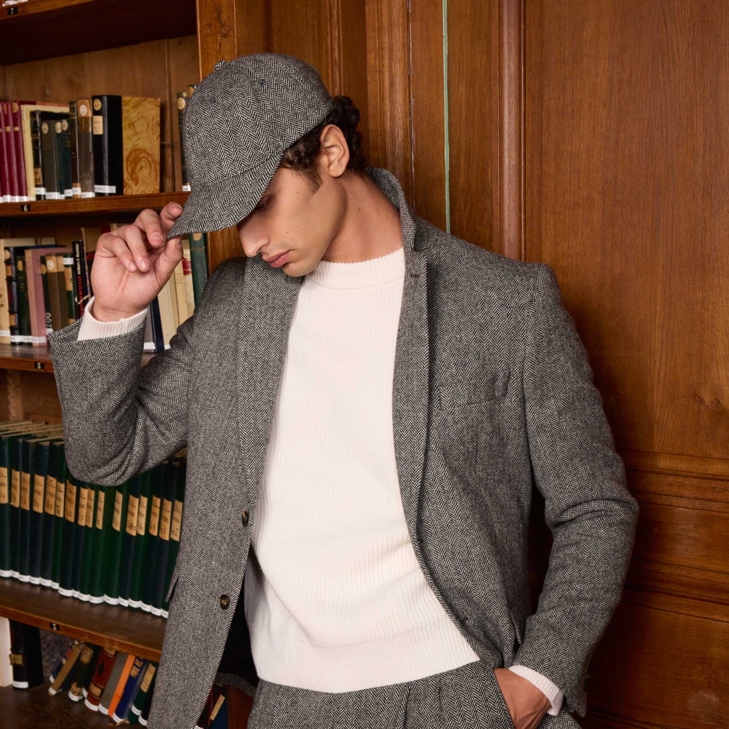 Grey herringbone wool jacket