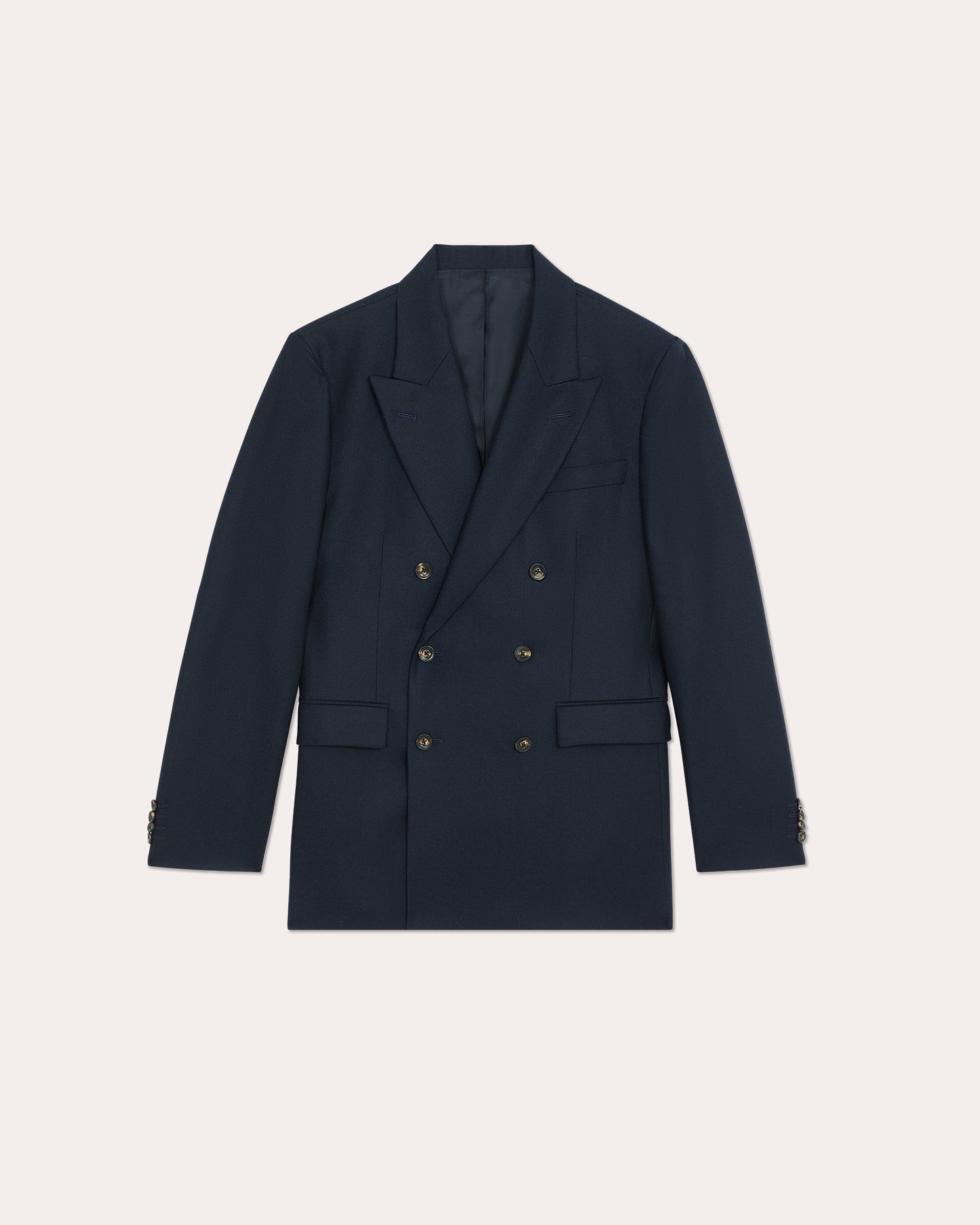 Veste croisée en flanelle de laine marine