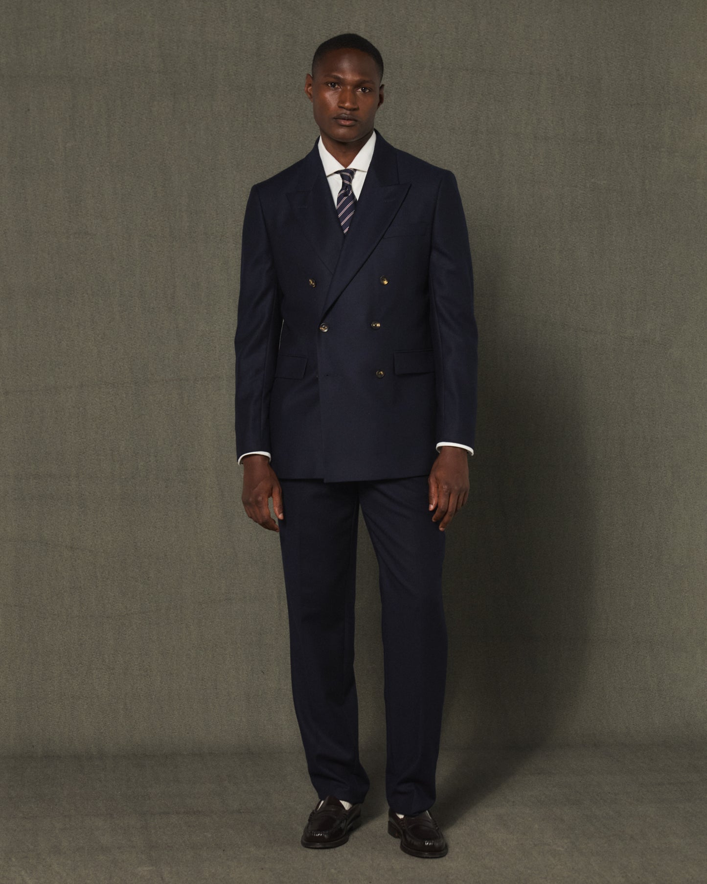 Veste croisée en flanelle de laine marine