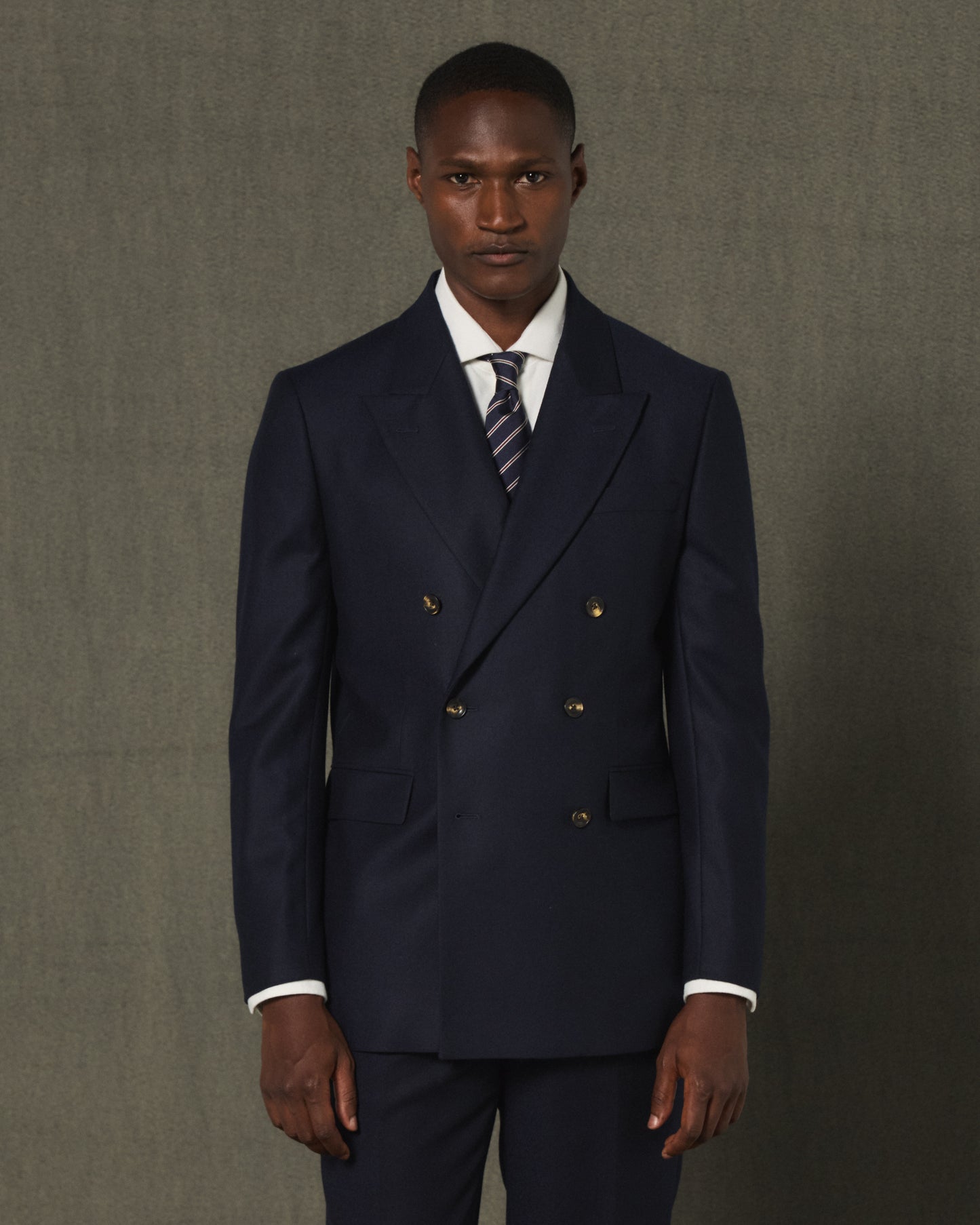 Veste croisée en flanelle de laine marine