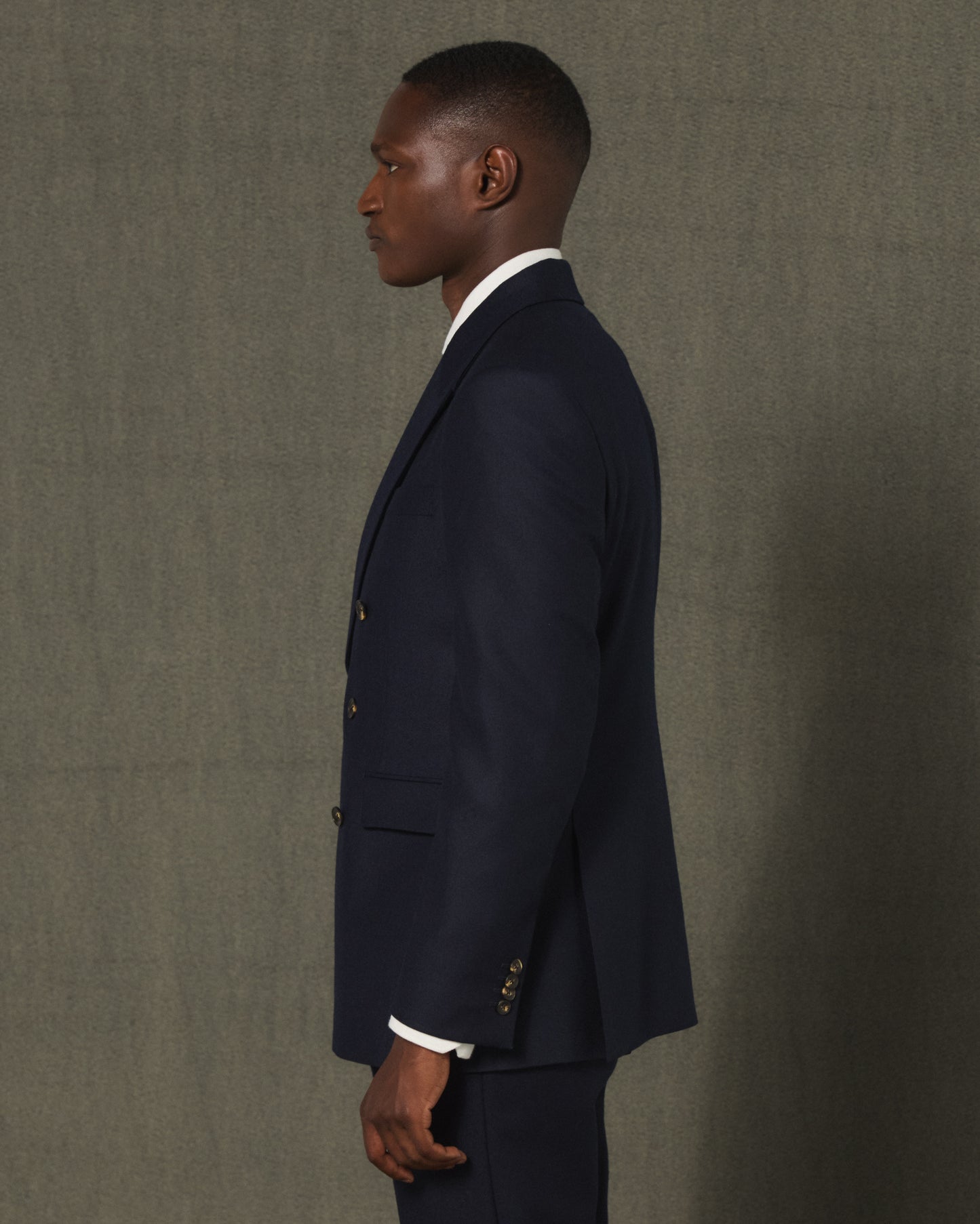 Veste croisée en flanelle de laine marine