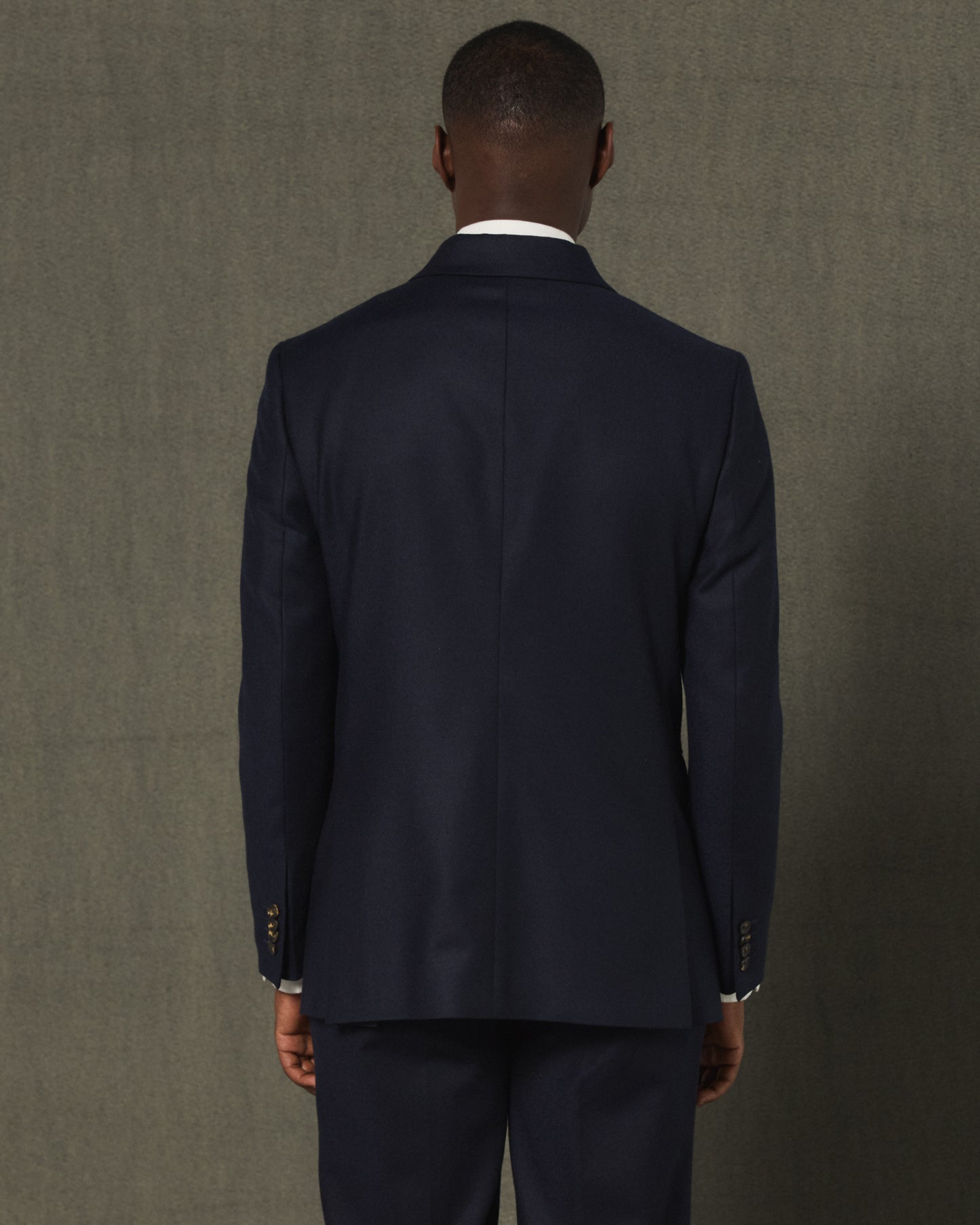 Veste croisée en flanelle de laine marine