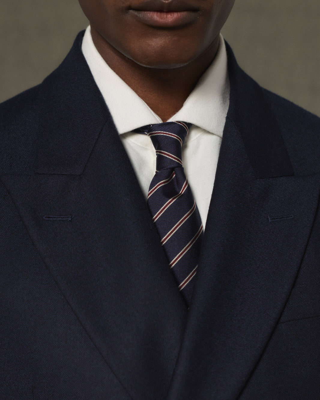Navy wool flannel double-breasted jacket