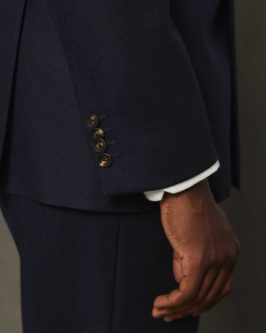 Navy wool flannel double-breasted jacket