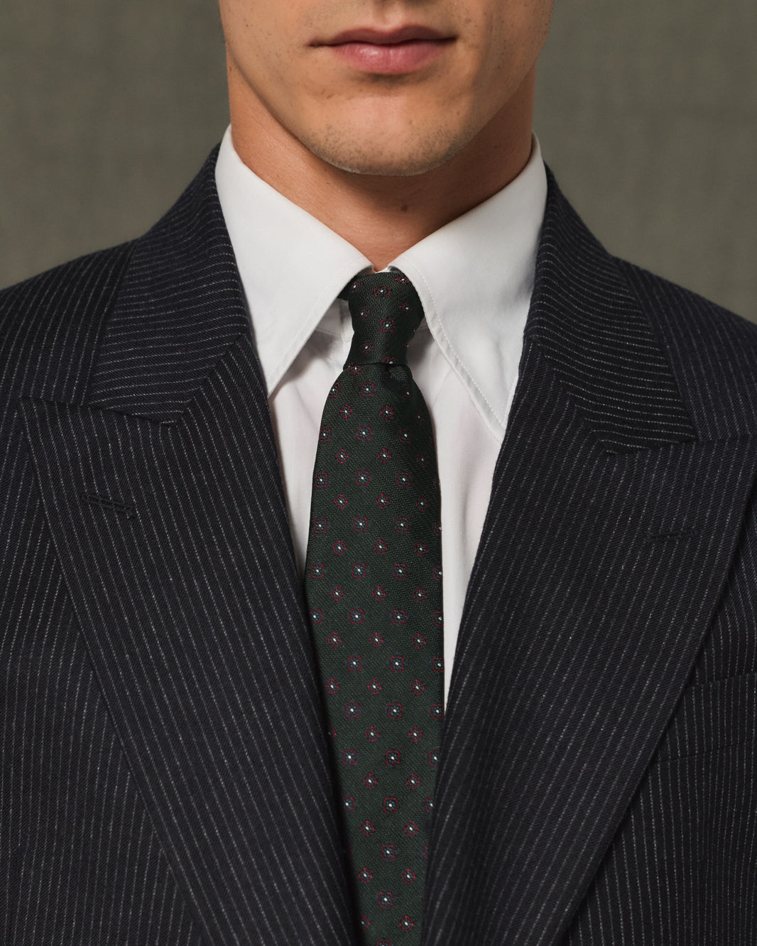 Navy striped flannel wool double-breasted jacket