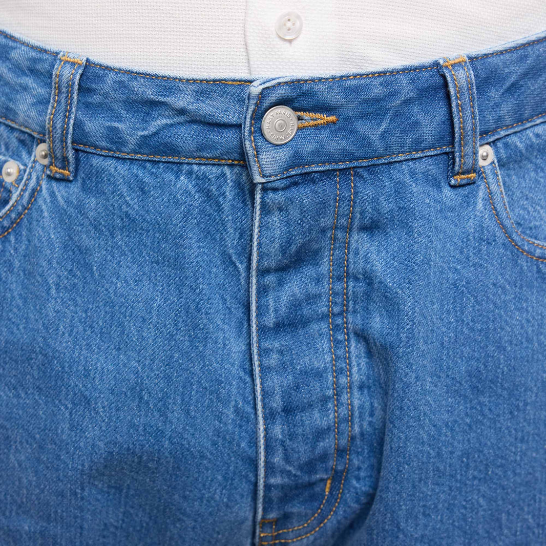 Jean droit bleu en coton italien