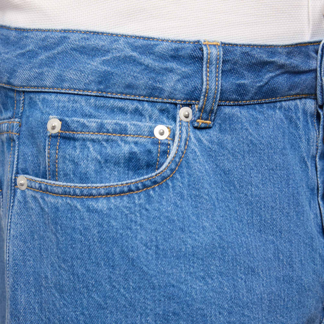 Jean droit bleu en coton italien