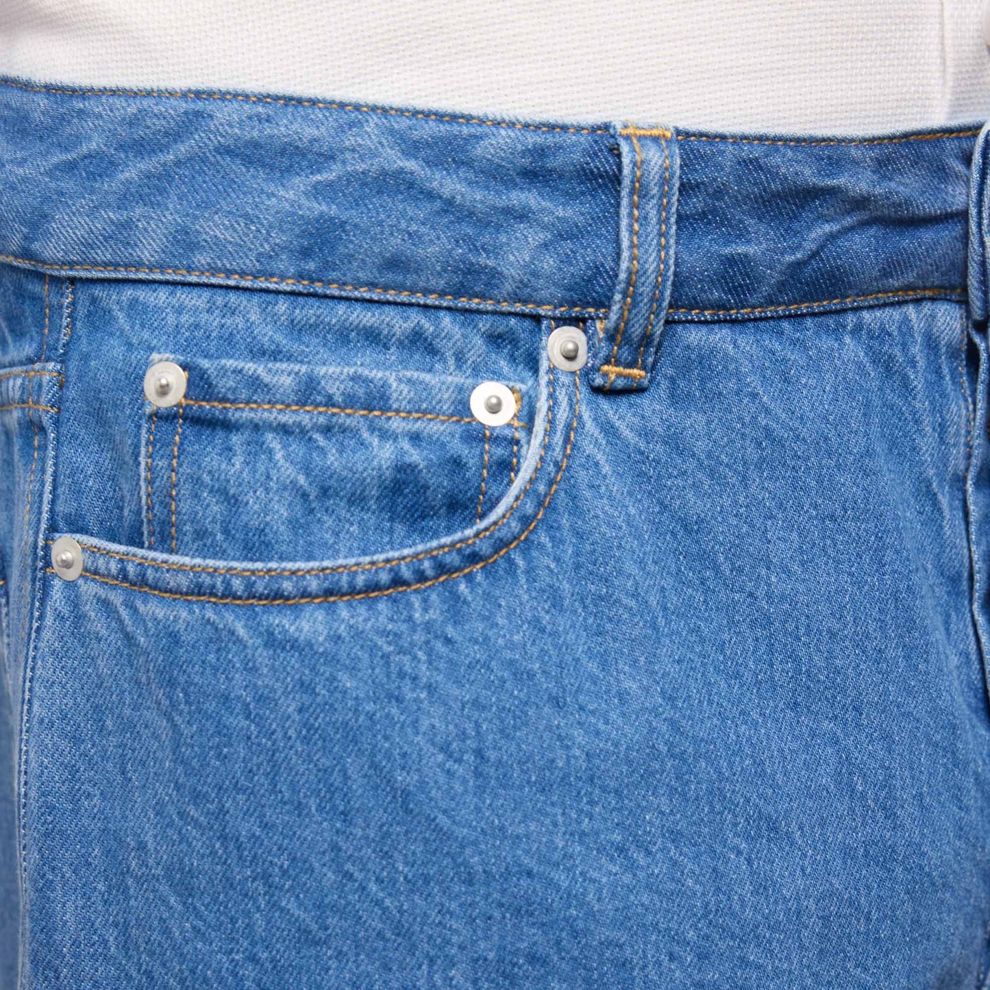 Jean droit bleu en coton italien