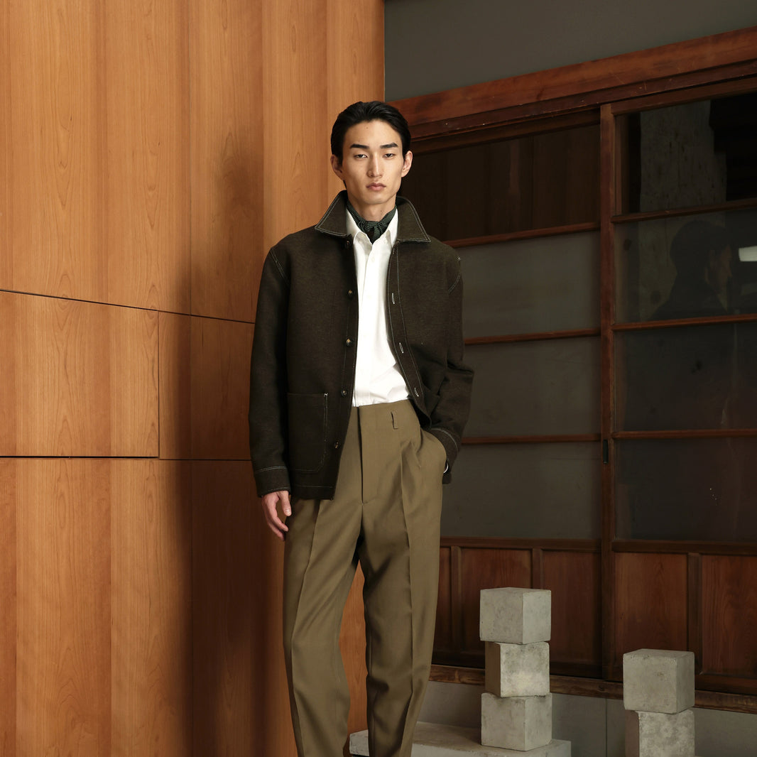 Veste décontractée double-face en laine italienne