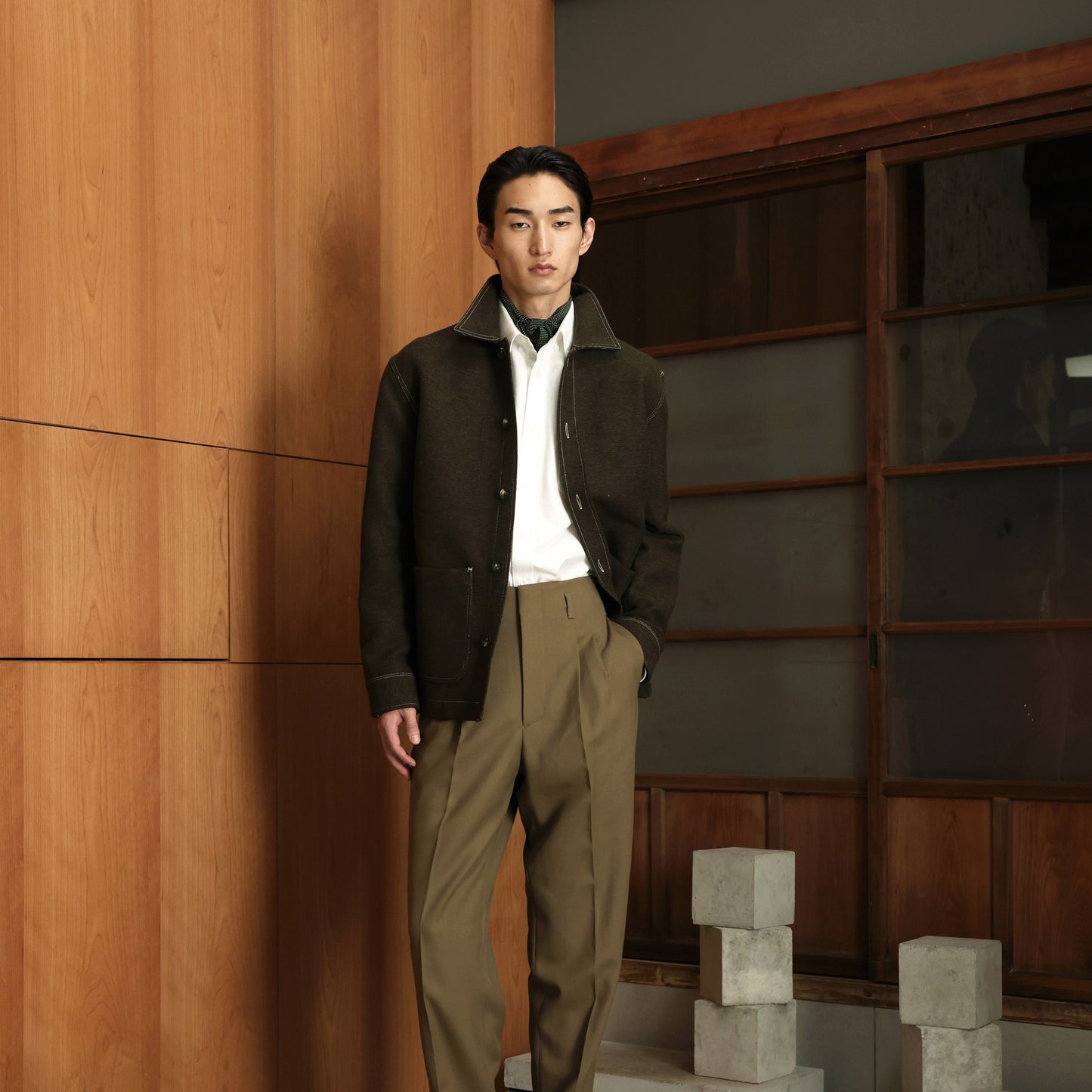 Veste décontractée double-face en laine italienne