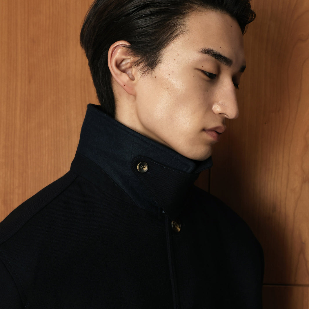 Blouson marine en laine cachemire