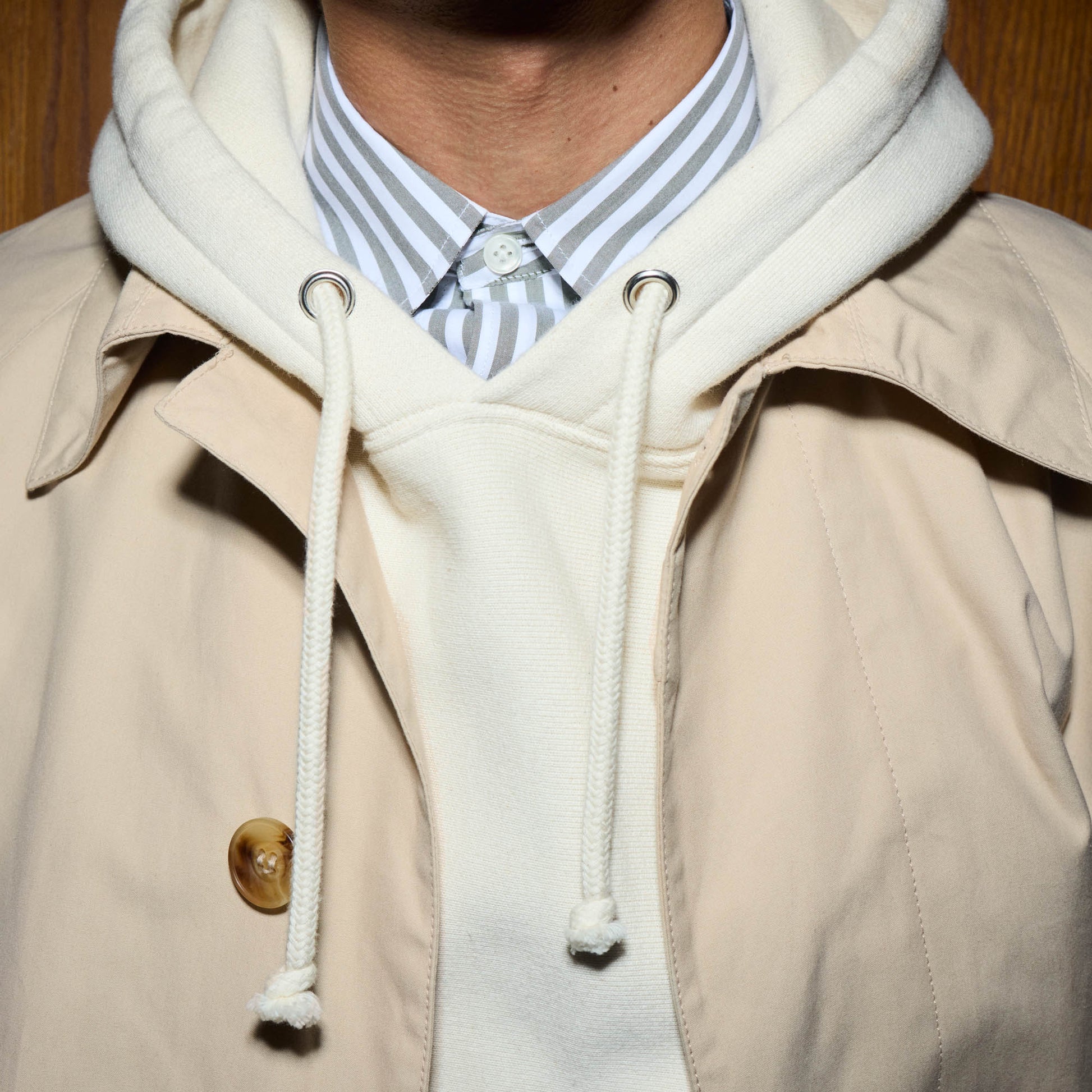 Balmacaan en coton ciré beige