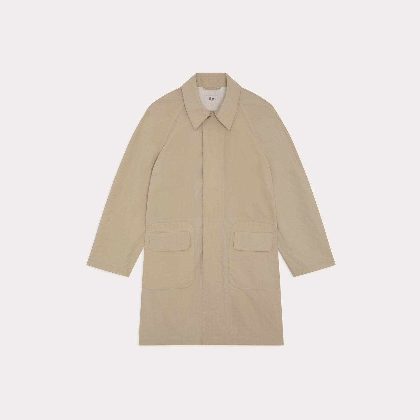 Balmacaan en coton ciré beige