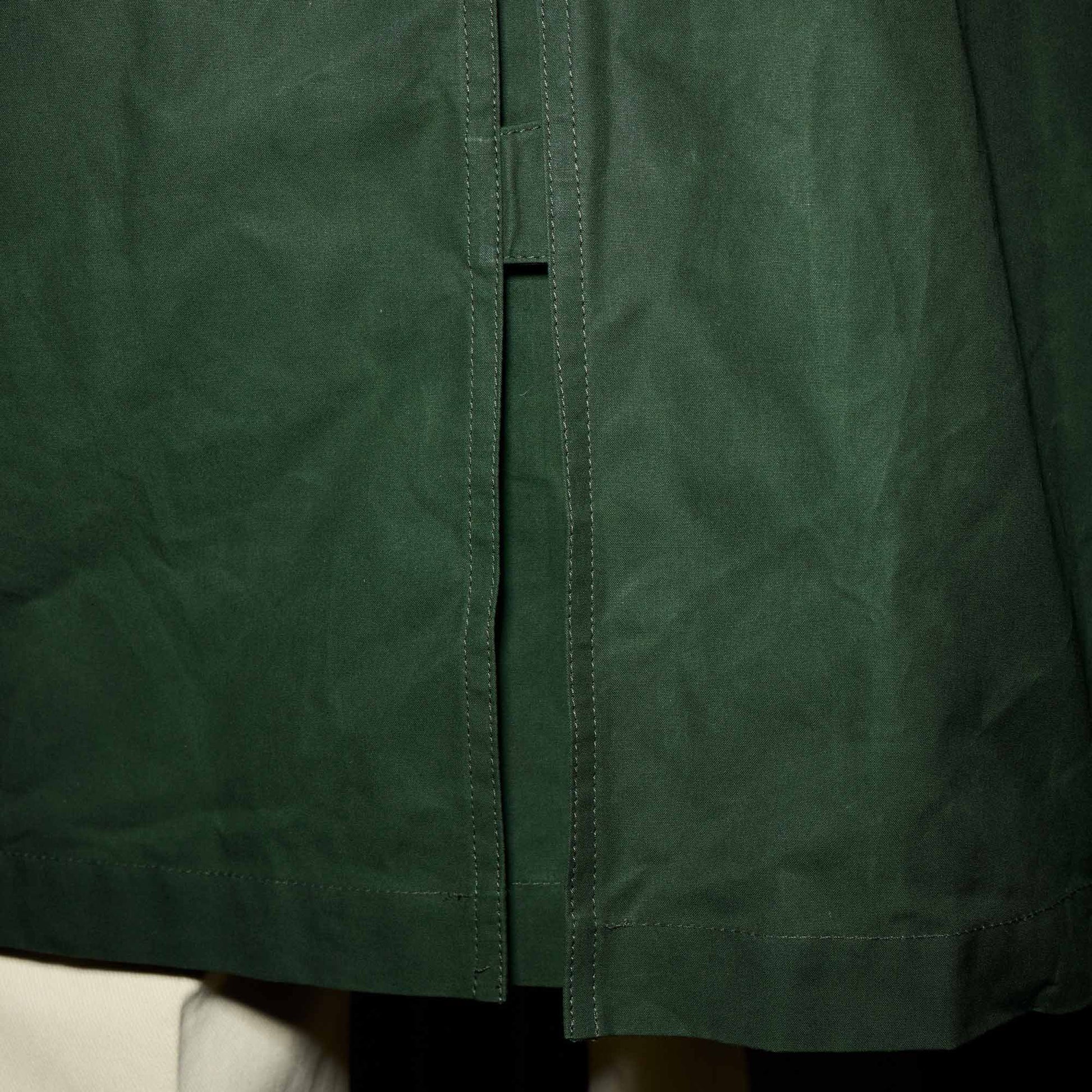 Balmacaan en coton ciré vert