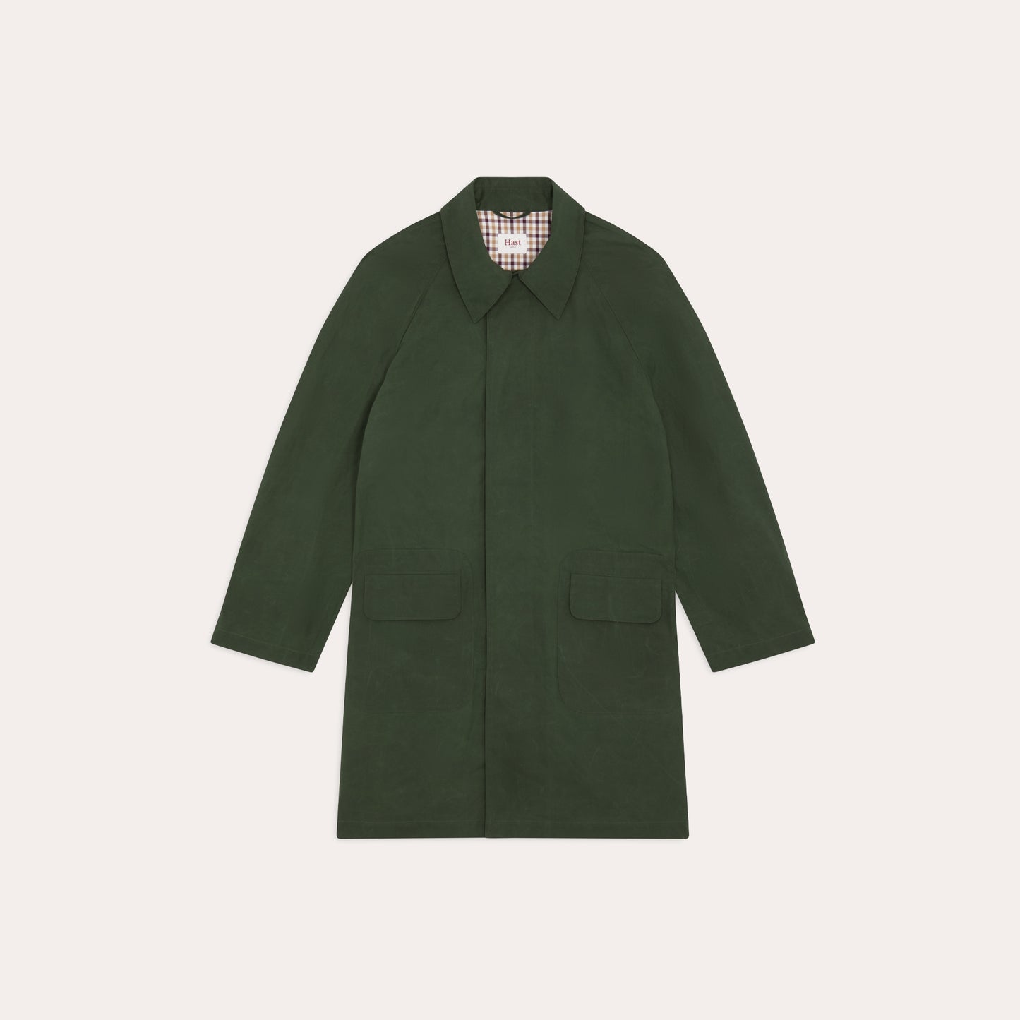 Balmacaan en coton ciré vert