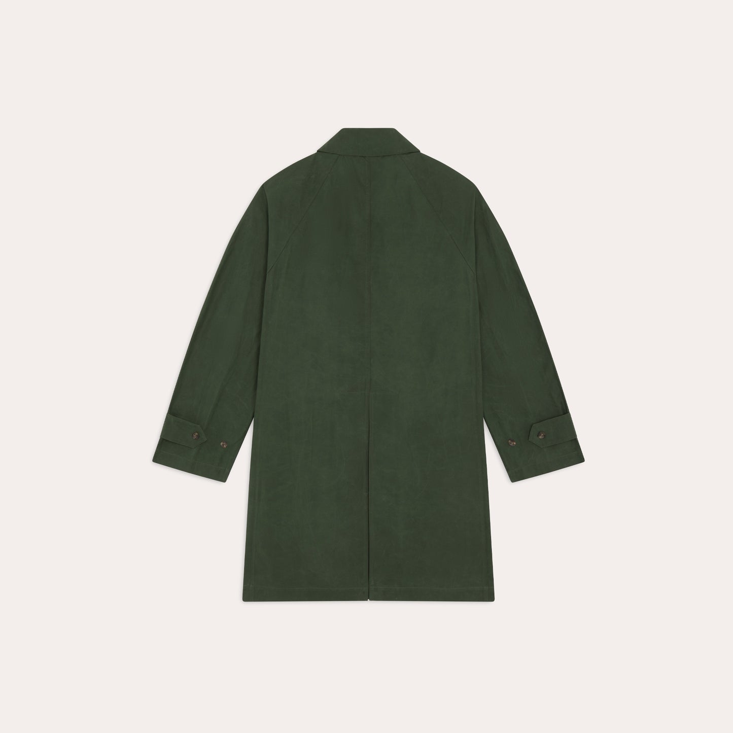 Balmacaan en coton ciré vert