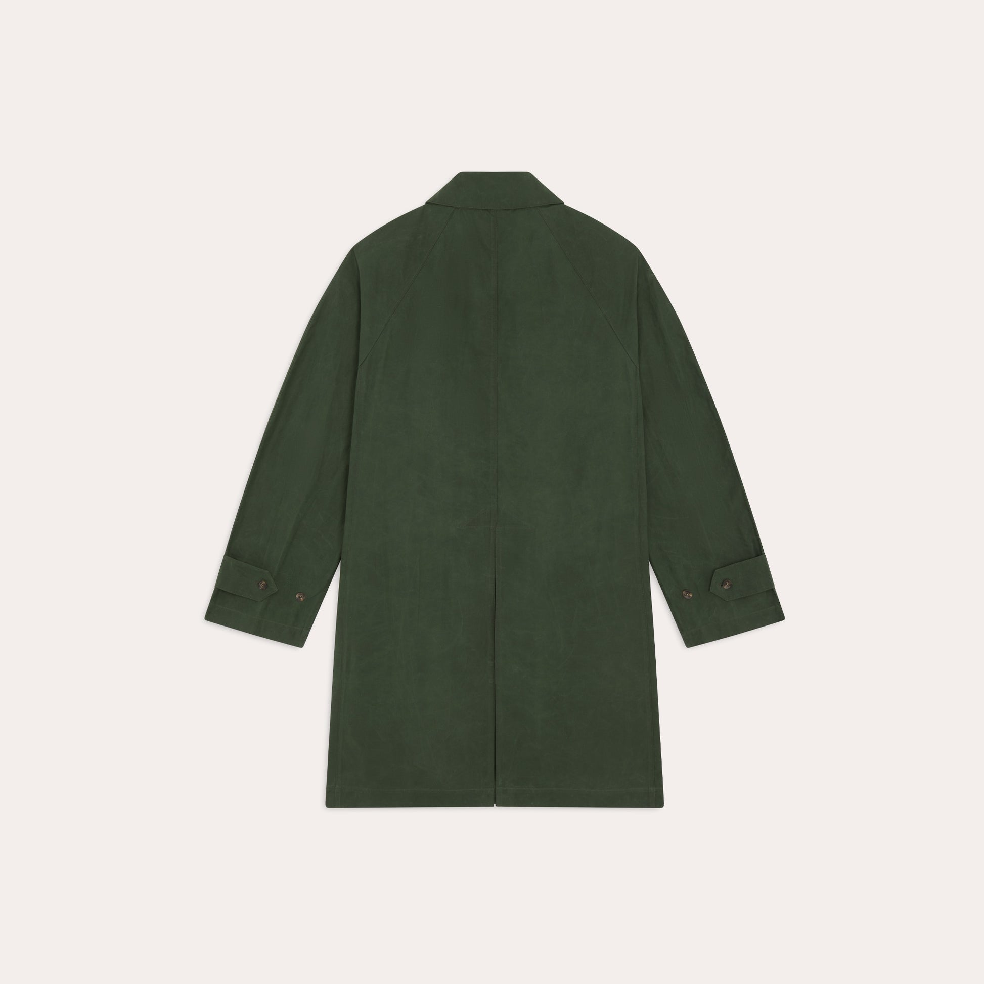 Balmacaan en coton ciré vert