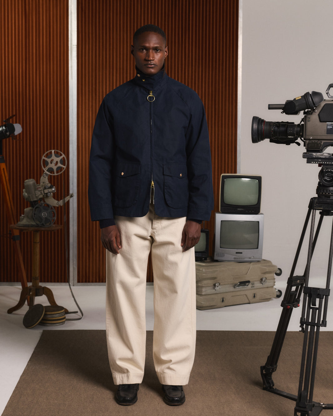 Blouson en coton ciré bleu