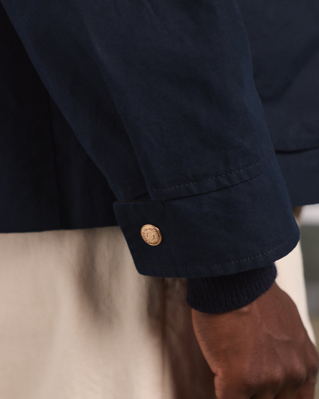 Blouson en coton ciré bleu