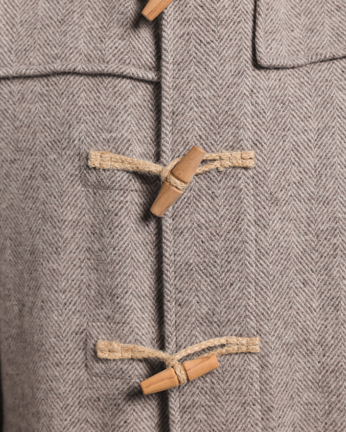 Wool duffle coat in ecru and beige herringbone