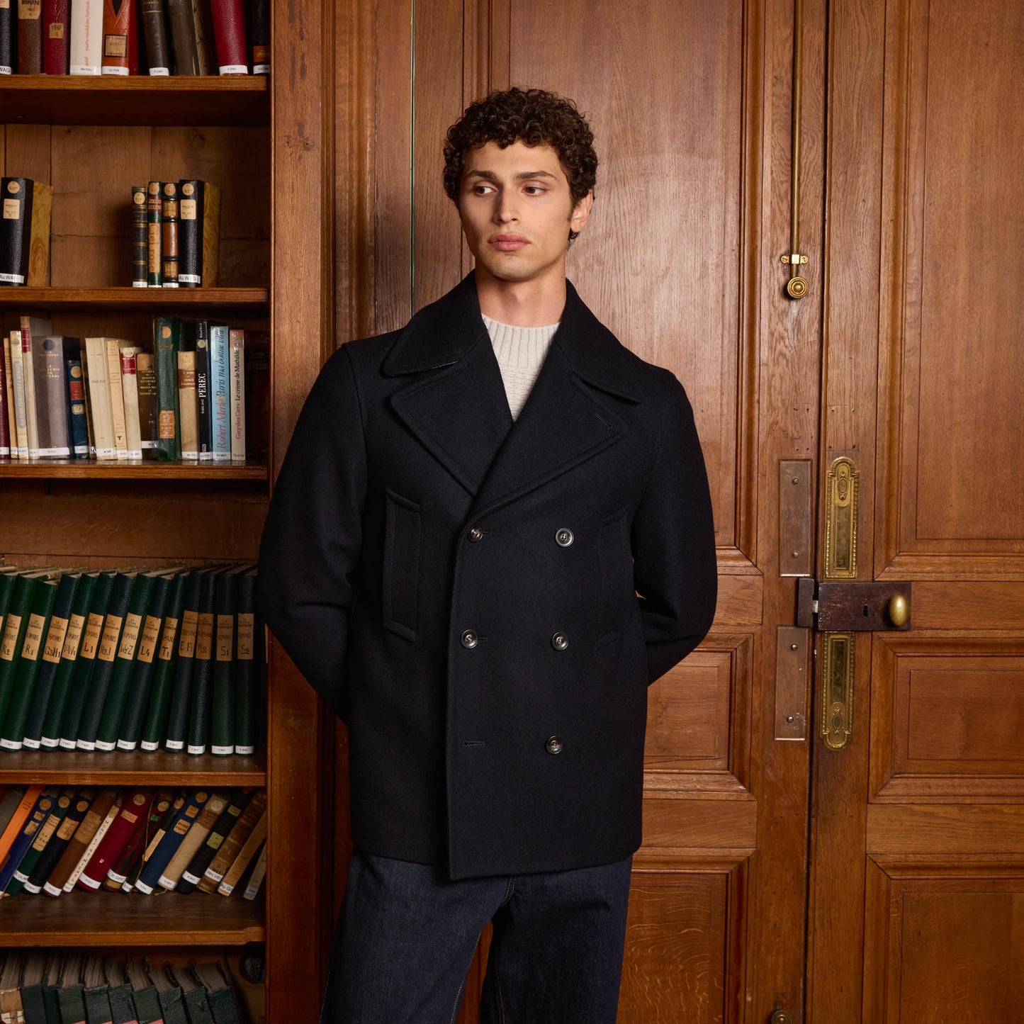 Navy wool pea coat