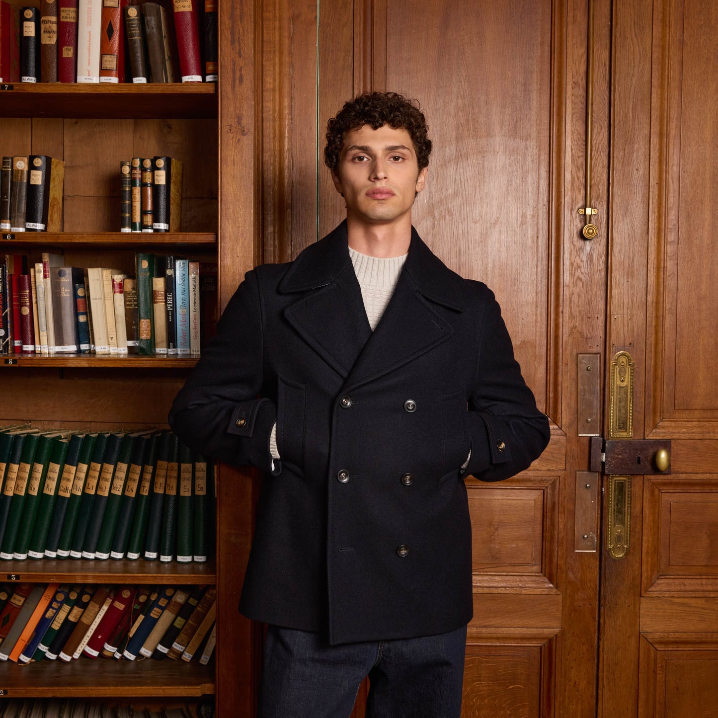 Navy wool pea coat