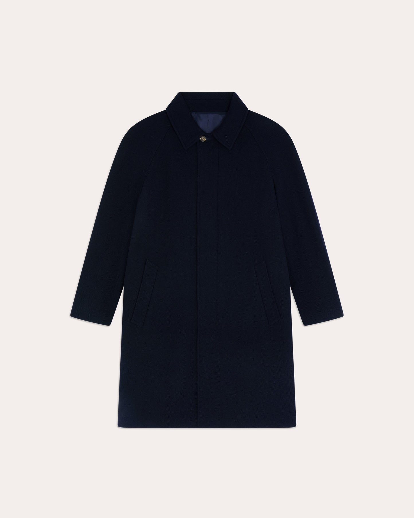 Manteau Balmacaan en laine vierge chevrons marine