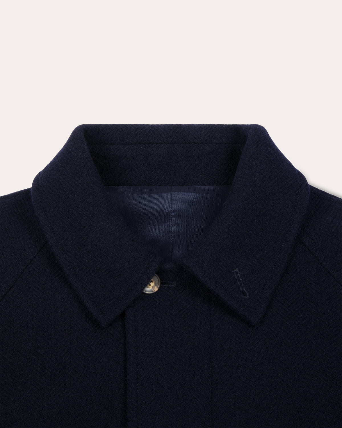 Manteau Balmacaan en laine vierge chevrons marine