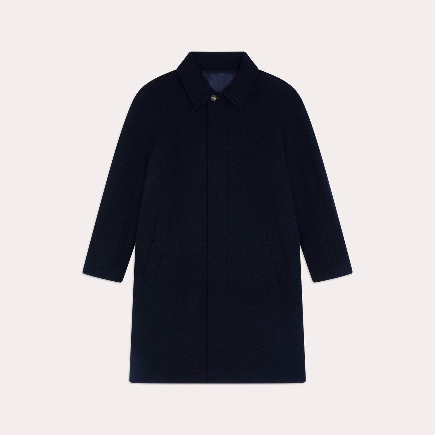 Manteau balmacaan en laine vierge bleu marine