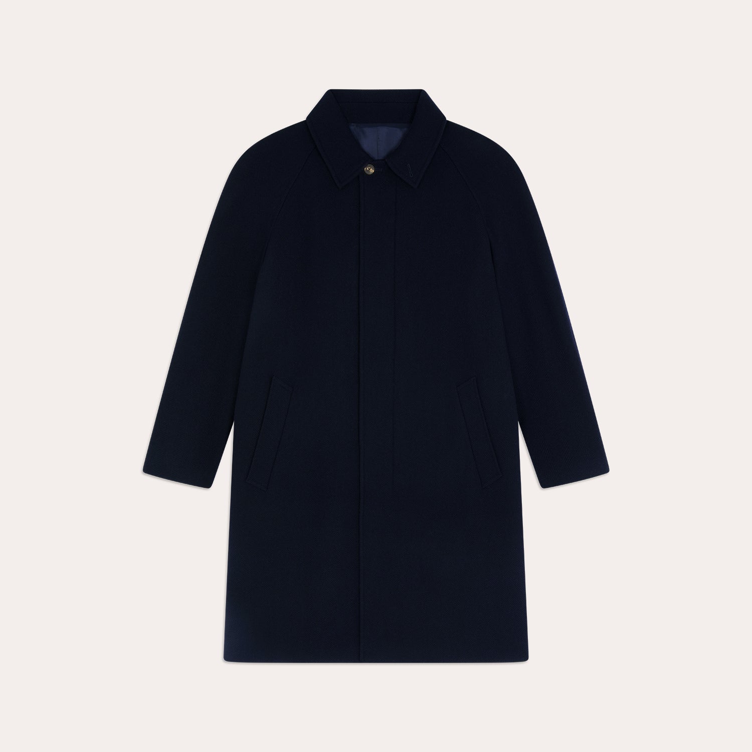 Manteau balmacaan en laine vierge bleu marine