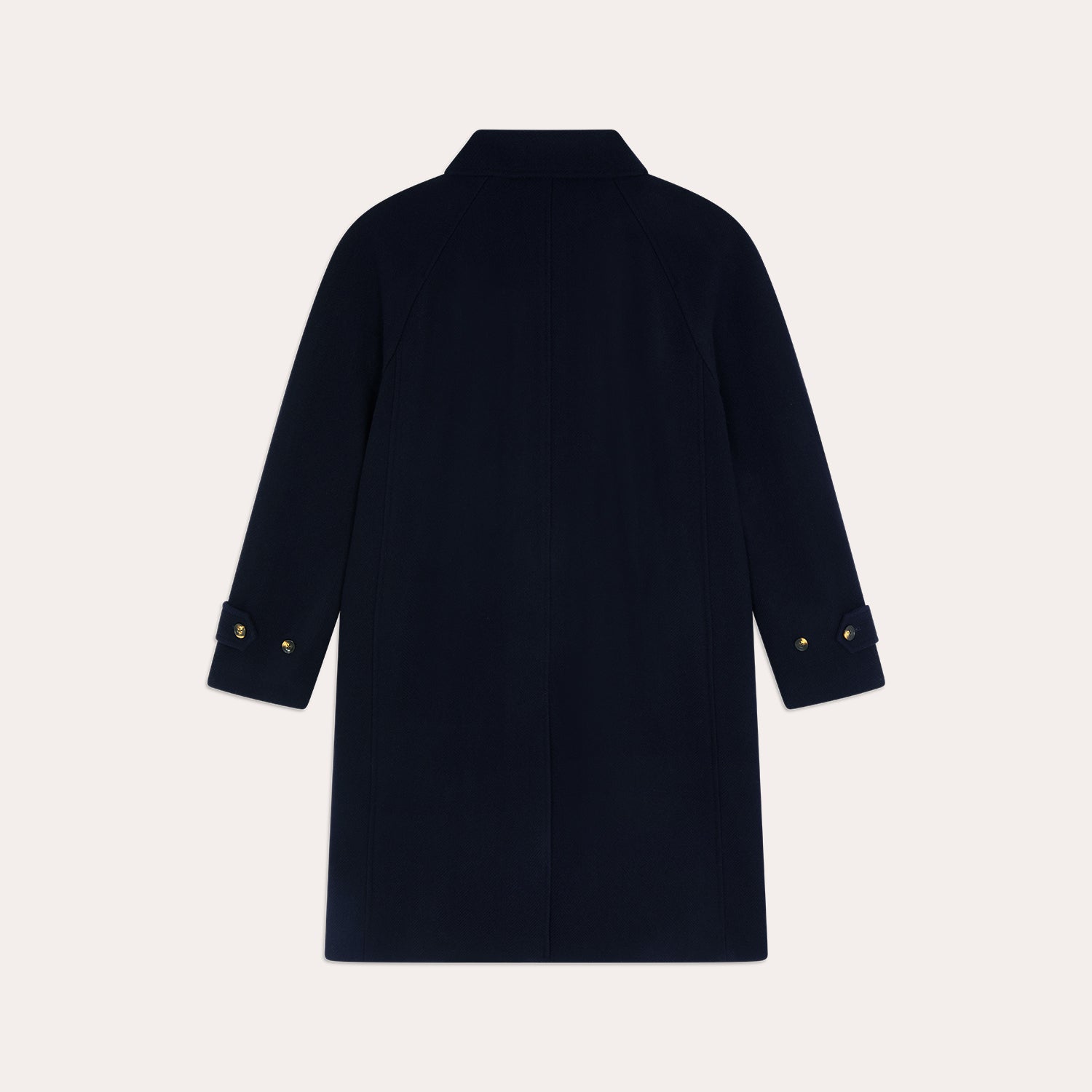 Manteau balmacaan en laine vierge bleu marine