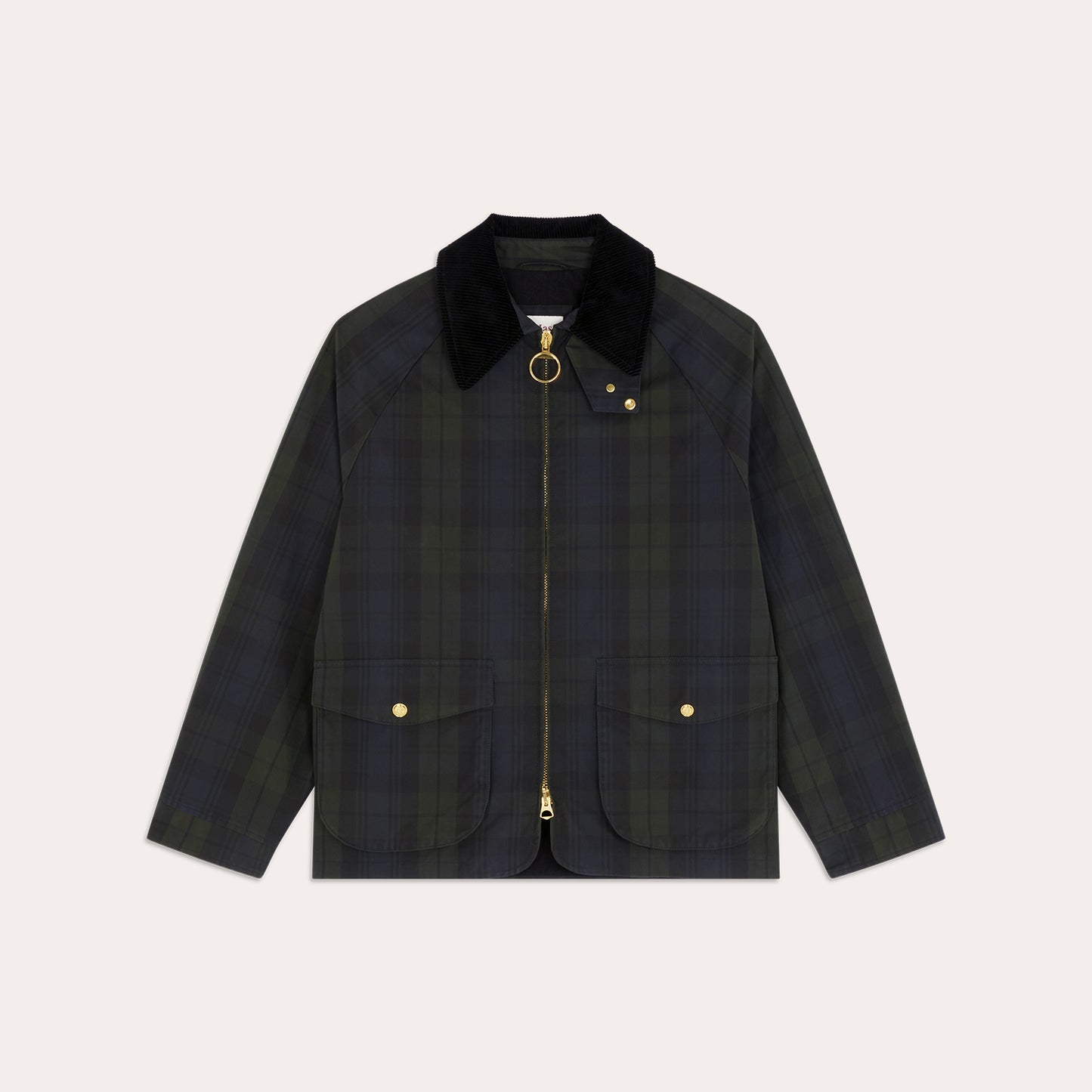 Blouson en coton ciré à motif tartan