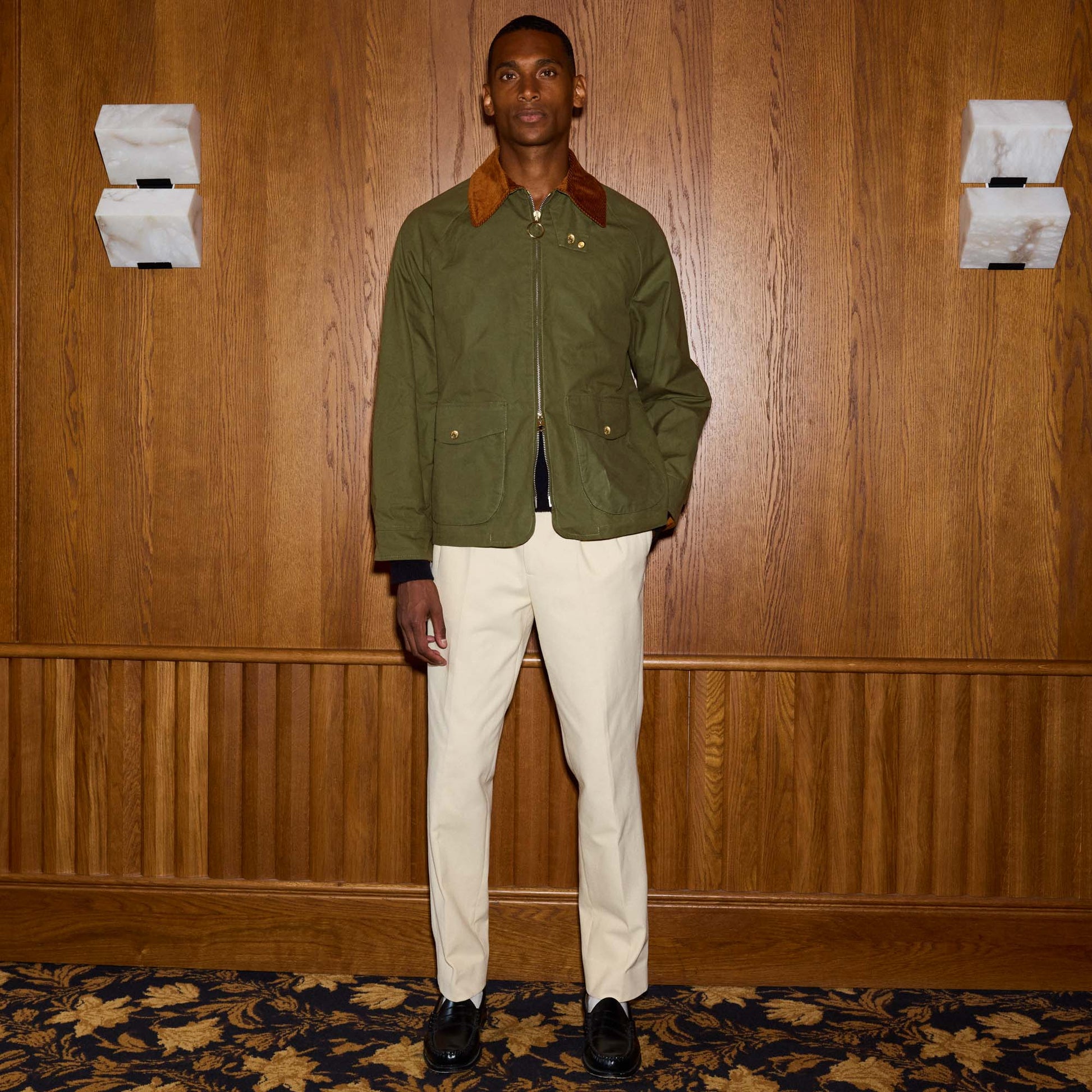 Blouson en coton ciré vert